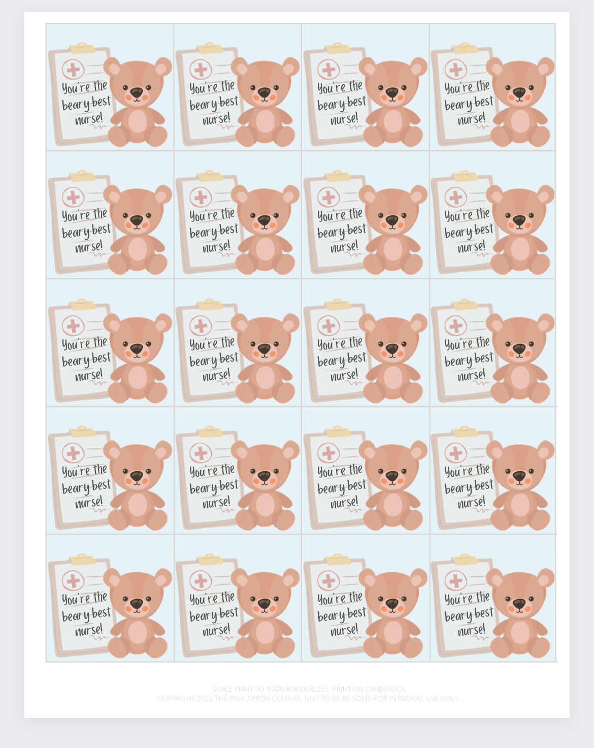 Beary Best Nurse 2in tag
