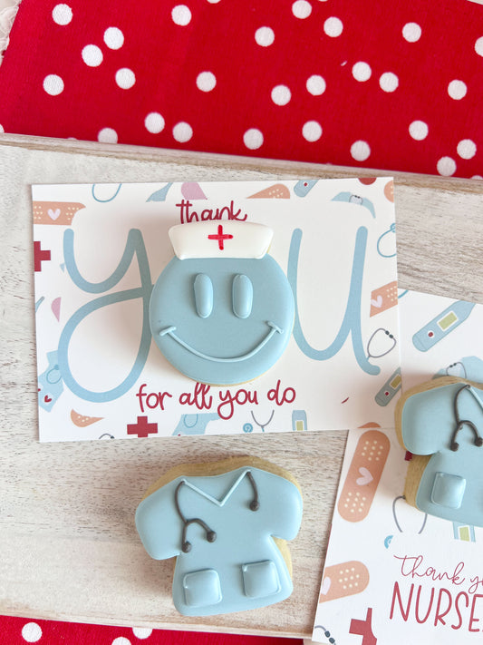 Nurse Cookie Card- smiley face